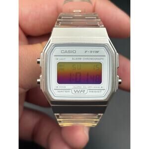 Casio F-91W Custom Sunset Filter Clear Strap Retro Digital Mod Watch